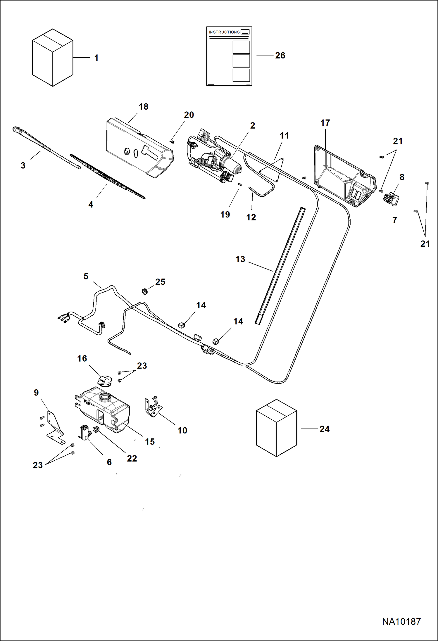 Схема КОМПЛЕКТ ДЕТАЛЕЙ СТЕКЛООЧИСТИТЕЛЯ СО СТЕКЛООМЫВАТЕЛЕМ
