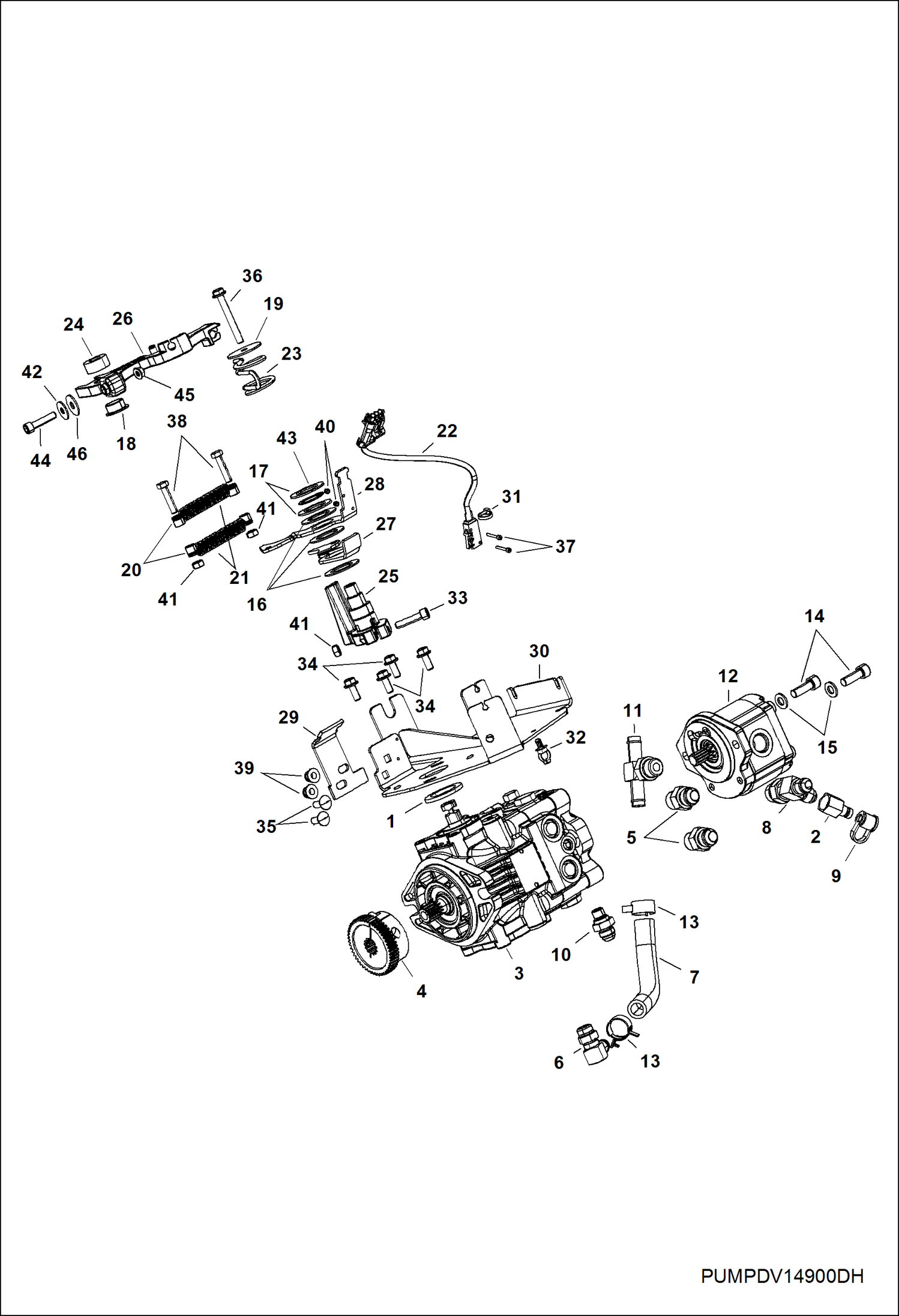 ГИДРОСТАТИЧЕСКИЙ НАСОС И КРЕПЕЖНЫЕ ДЕТАЛИ (СЕРИЙНЫЙ НОМЕР AVW220001 И ВЫШЕ)