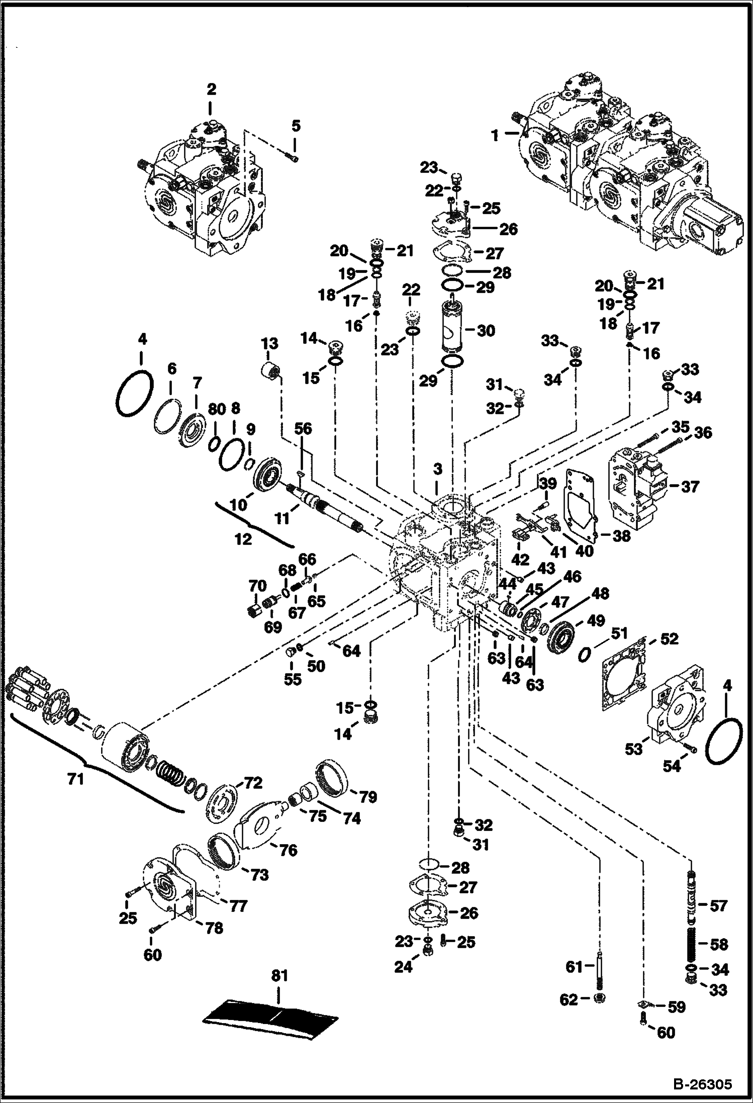 ГИДРОСТАТИЧЕСКИЙ НАСОС (РУЛЕВОЕ УПРАВЛЕНИЕ С УСИЛИТЕЛЕМ) (ЛЕВАЯ ПОЛОВИНА)