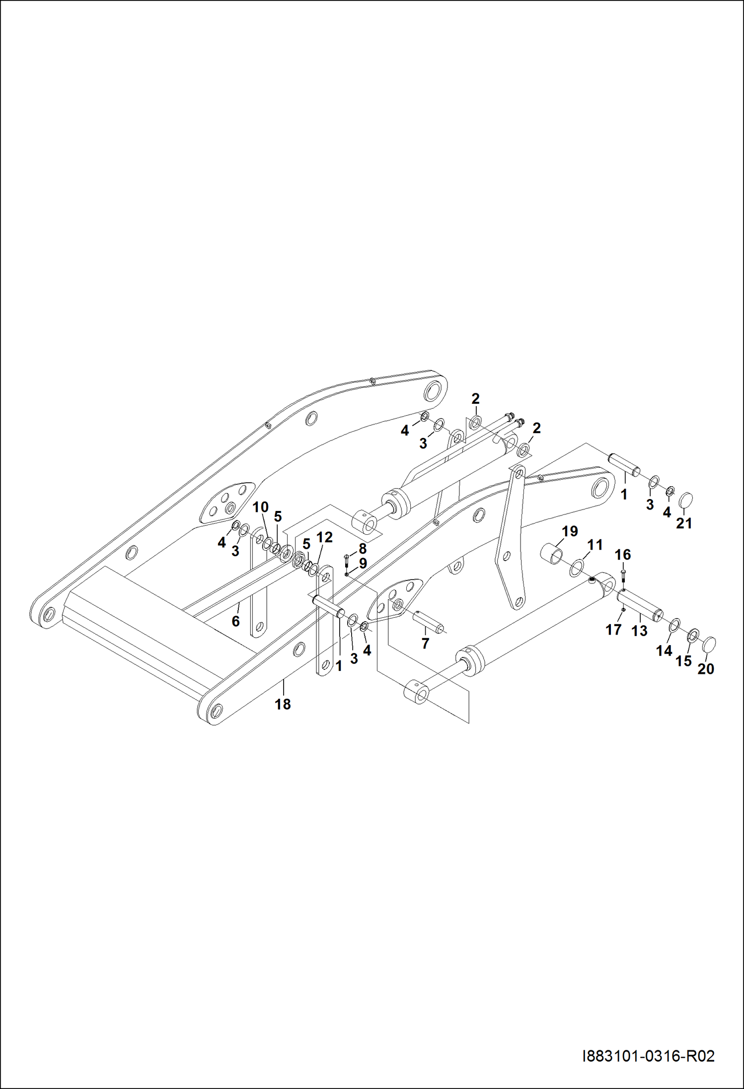 ПЕРЕДНЯЯ СТРЕЛА - ДЕТАЛИ ДЛЯ СОЕДИНЕНИЯ ЦИЛИНДРА (ДЛЯ 18-- ОБОД КОЛЕСА)