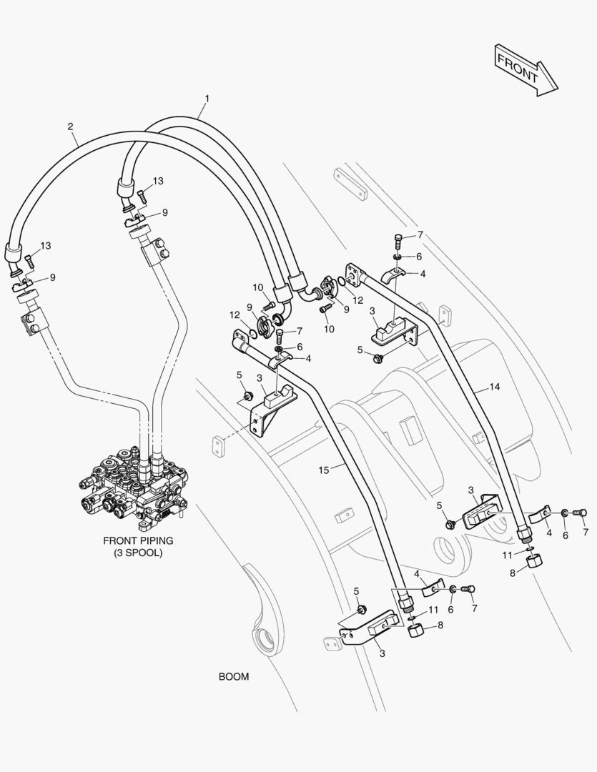 ГИДРОСИСТЕМА РУКОЯТИ ПОГРУЗЧИКА - 3 КАТУШКИ(ДЛИННЫЙ)