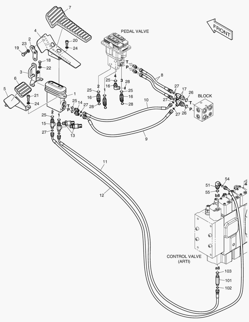 ТРУБОПРОВОД СЕРВОУПРАВЛЕНИЯ - ШАРНИРНАЯ СТРЕЛА