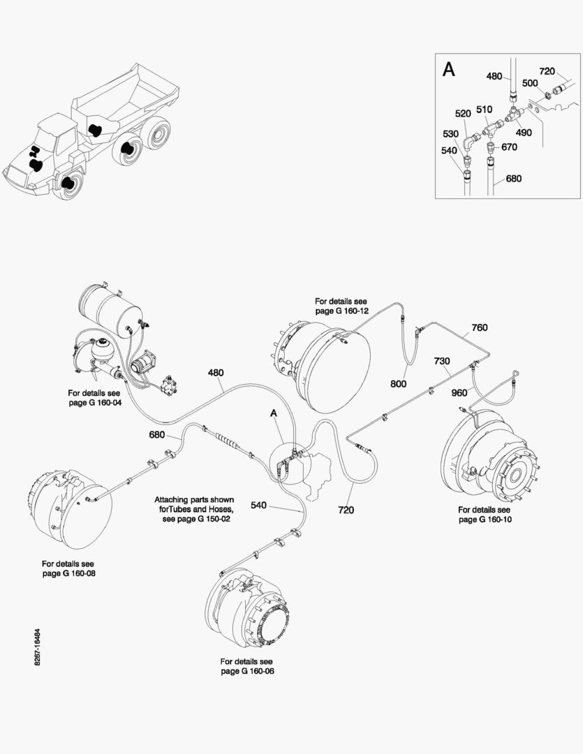 Схема G160-2 BRAKE SYSTEM 2 - OVERVIEW [710002~710044]