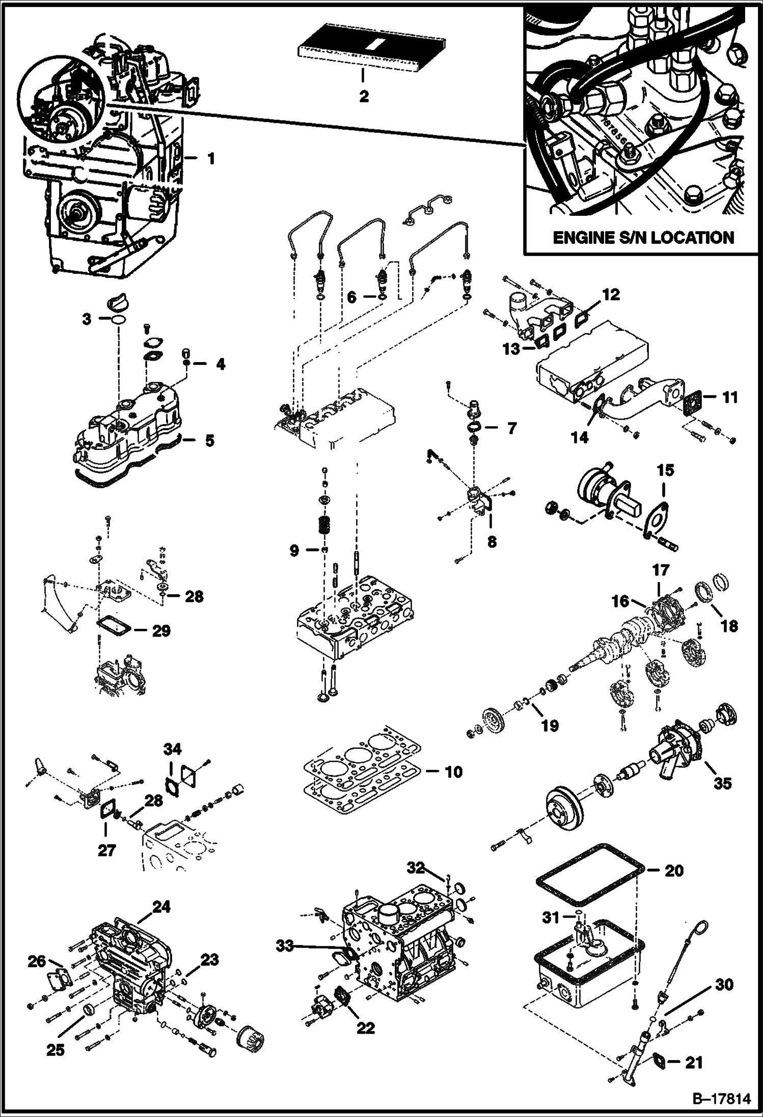 ДВИГАТЕЛЬ И КОМПЛЕКТ ПРОКЛАДОК (KUBOTA D950-B)