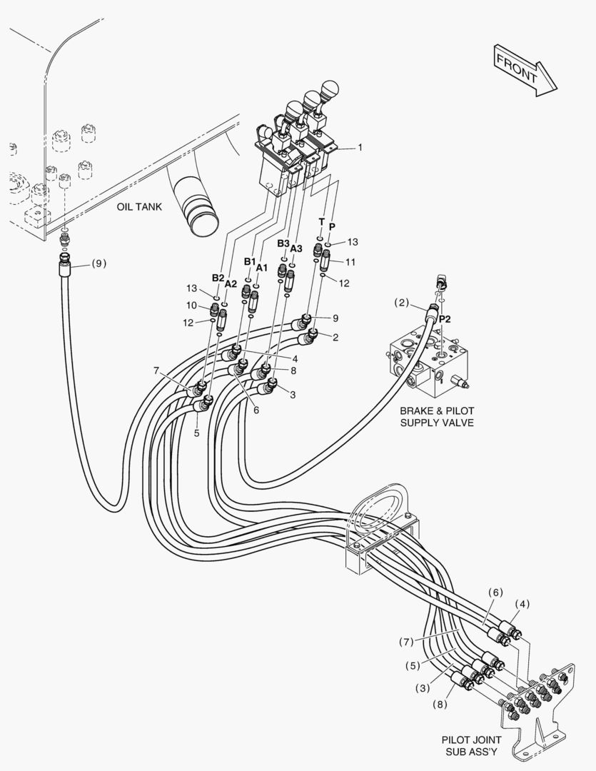 ТРУБОПРОВОД СЕРВОУПРАВЛЕНИЯ - ПАЛЕЦ + 3 КАТУШКИ