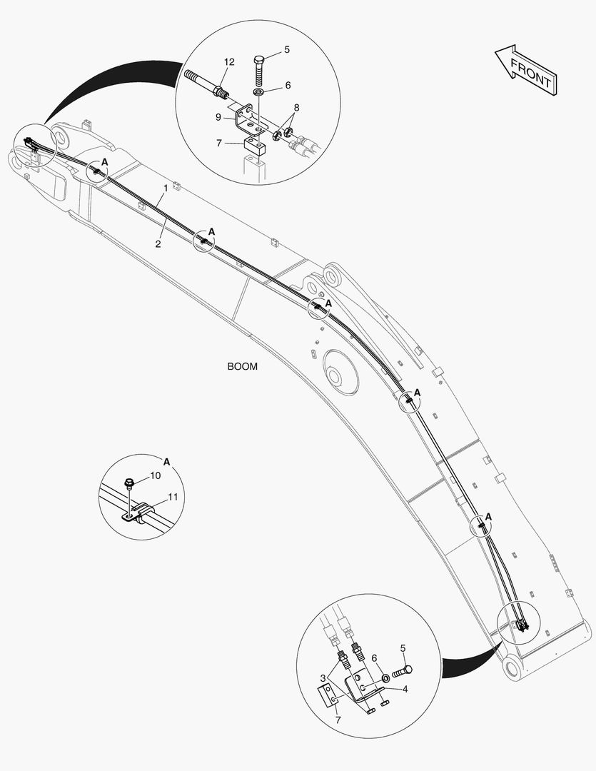 Схема 6510 BOOM PIPING - QUICK CLAMP(BOOM 7.1m)