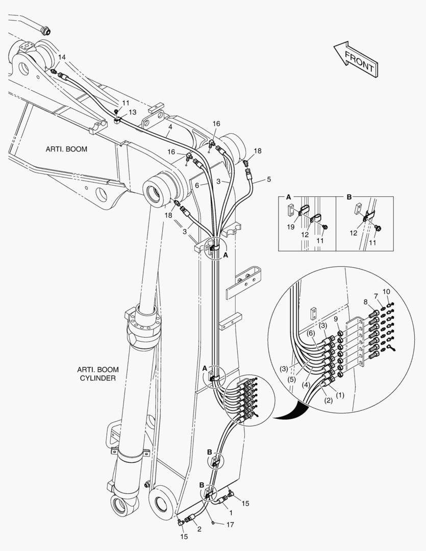 ТРУБОПРОВОД СМАЗОЧНОЙ СИСТЕМЫ - ШАРНИРНАЯ СТРЕЛА