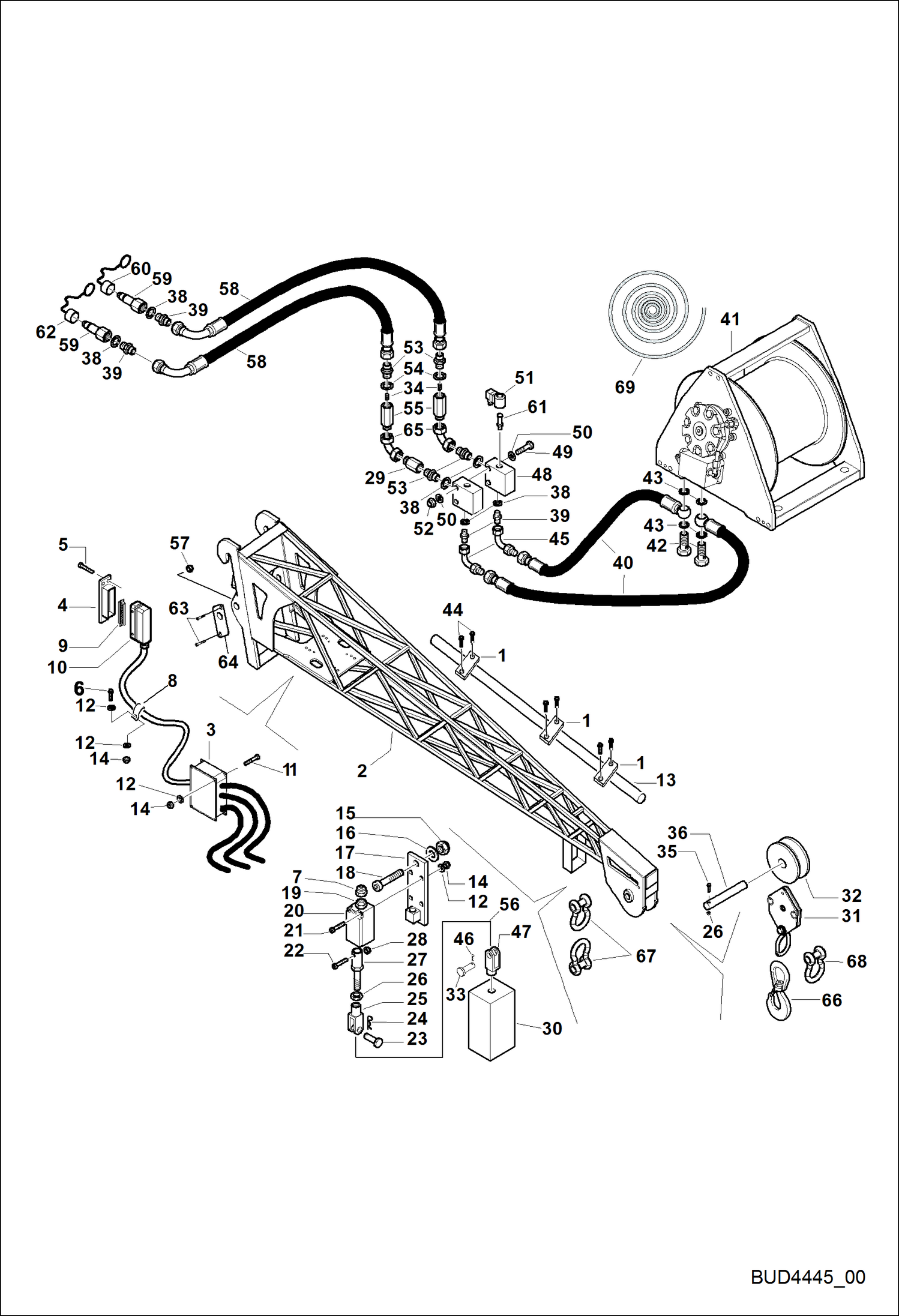 Схема УДЛИНЕННАЯ СТРЕЛА С ЛЕБЕДКОЙ 2.0T 1.3M (BUD4445)