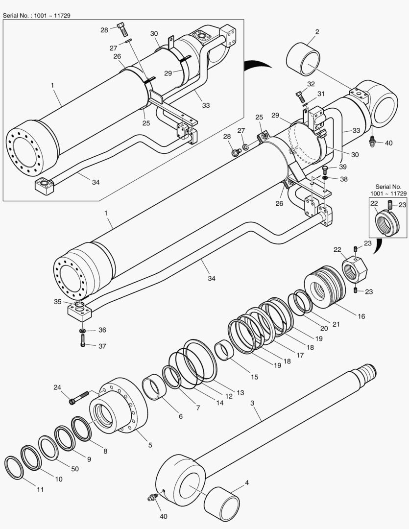 ЦИЛИНДР СТРЕЛЫ(ЛЕВОСТОРОННИЙ)-ГИДРОЗАМОК