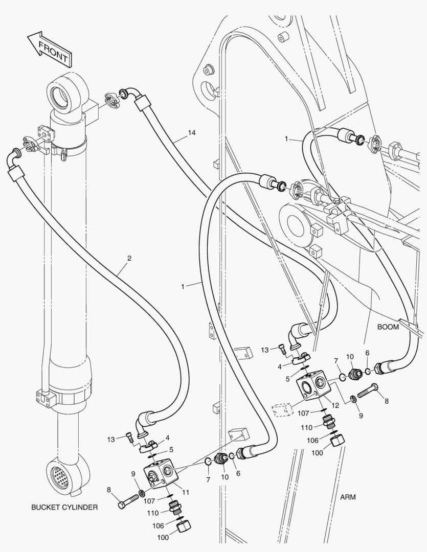 ГИДРОСИСТЕМА РУКОЯТИ - РУКОЯТЬ 2.4 м(ГРЕЙФЕРНЫЙ КОВШ)