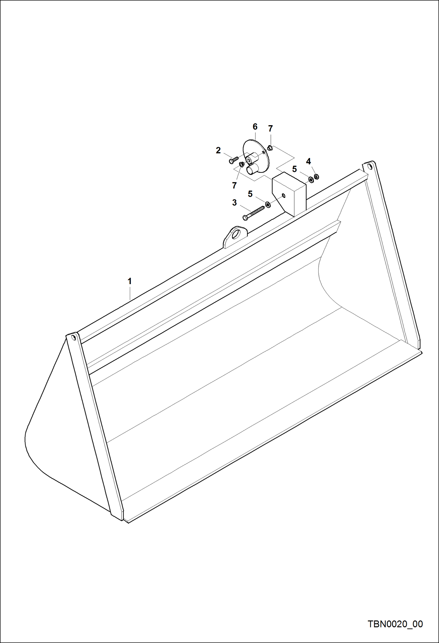 Схема МАТЕРИАЛ ТОНКОГО ПРОФИЛЯ ДЛЯ КОВША 2.35M 1.0M3 (BUB2422)