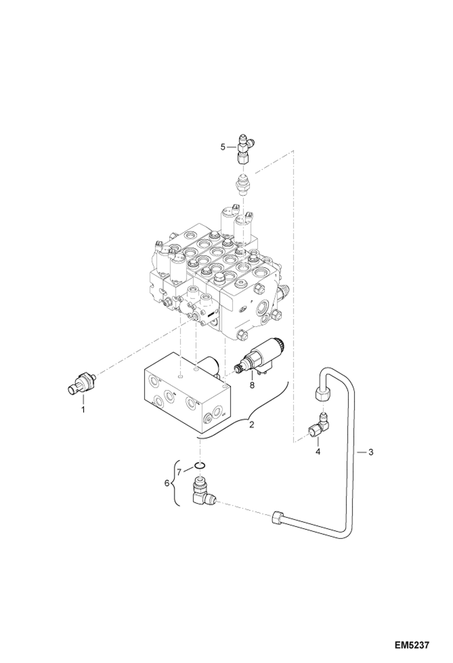 СХЕМА ГИДРАВЛИЧЕСКОЙ СИСТЕМЫ (ВЫДВИЖНОЕ УСТРОЙСТВО СТРЕЛЫ) (СЕРИЙНЫЙ НОМЕР AC1911252 И ВЫШЕ)