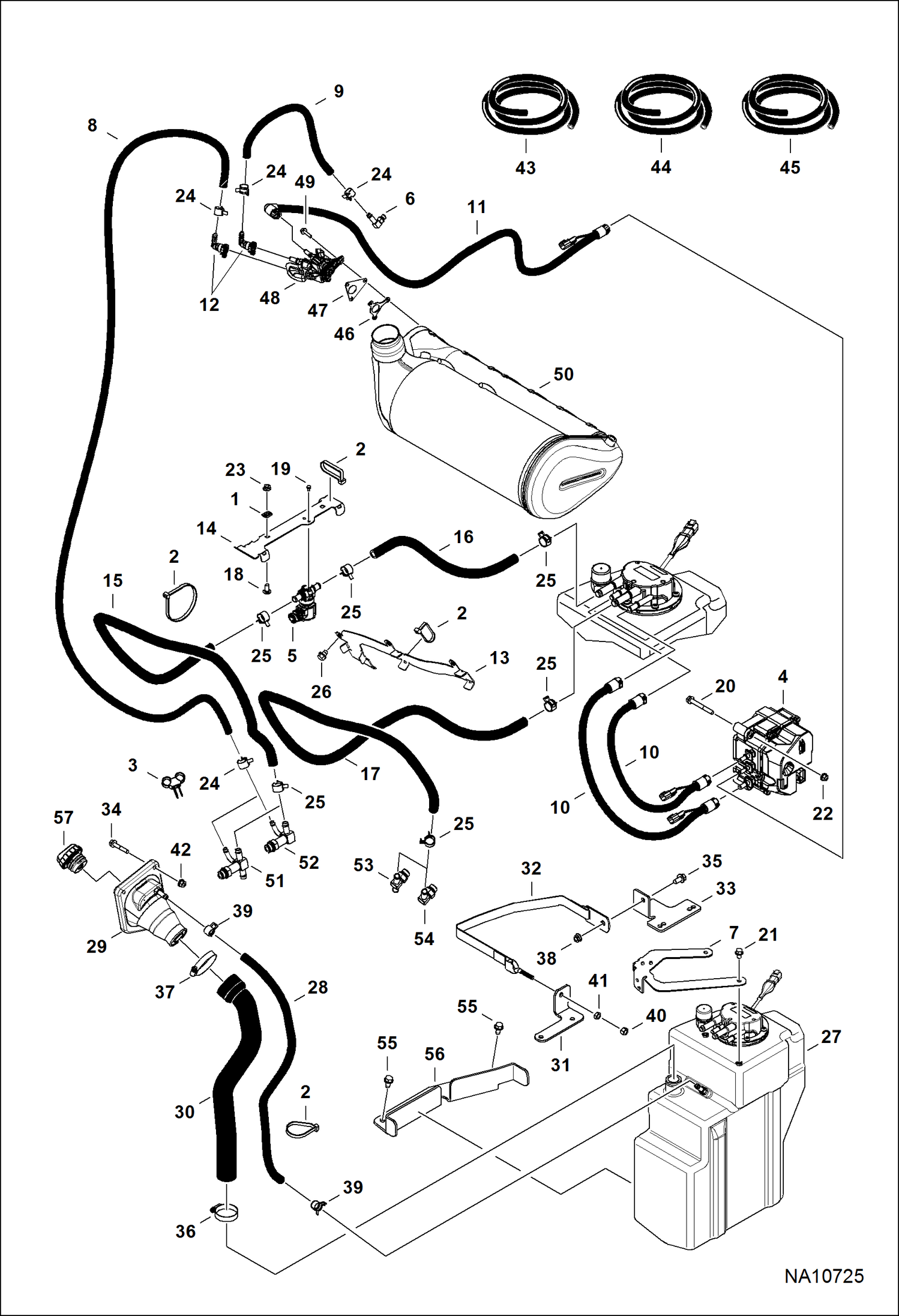 ДВИГАТЕЛЬ И КРЕПЕЖНЫЕ ДЕТАЛИ (CИСТЕМА SCR) (ПРОКЛАДКА ТРУБ)