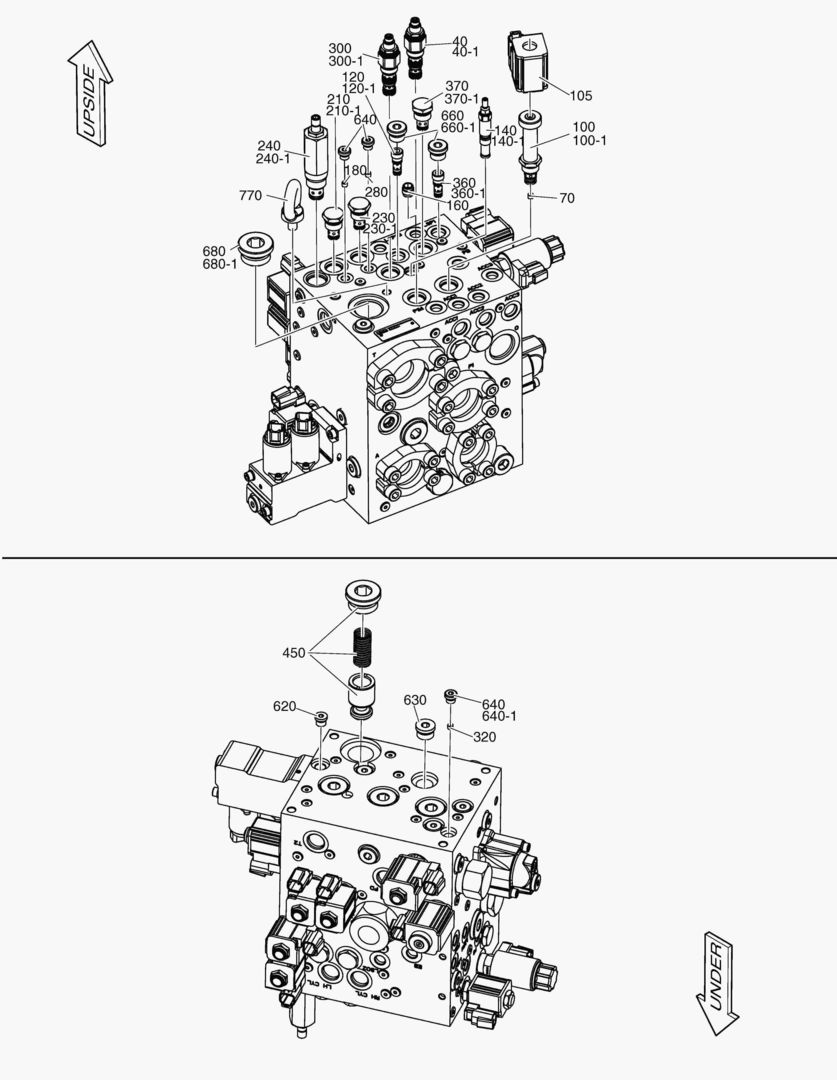 G190-250 MAIN VALVE,EXPLODED - UP AND DOWN SIDE