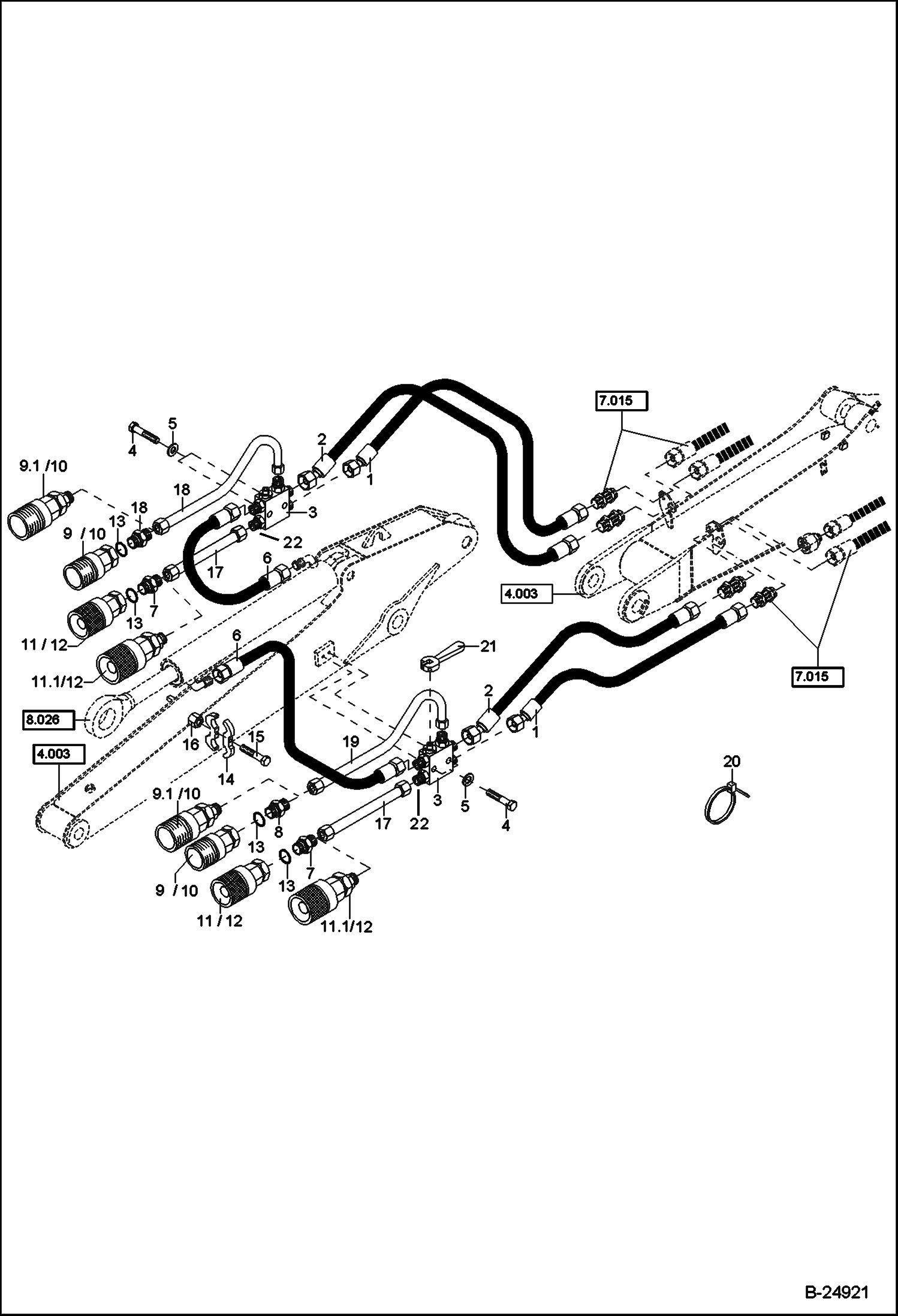 ГИДРОУСТАНОВКА РУКОЯТЬ ЧЕРПАКА, ОДИНОЧНЫЙ 2000 ММ