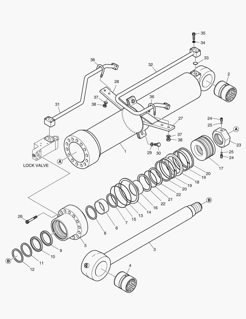 ШАРНИРНЫЙ ЦИЛИНДР СТРЕЛЫ - ГИДРОЗАМОК