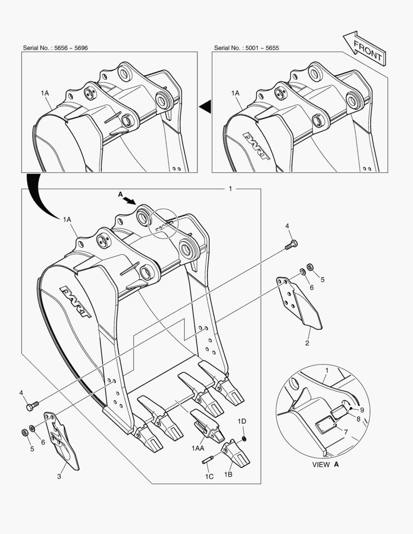 6510 BUCKET ASS`Y - 0.90mВі(42`) - SIDE PIN [5001~5945]