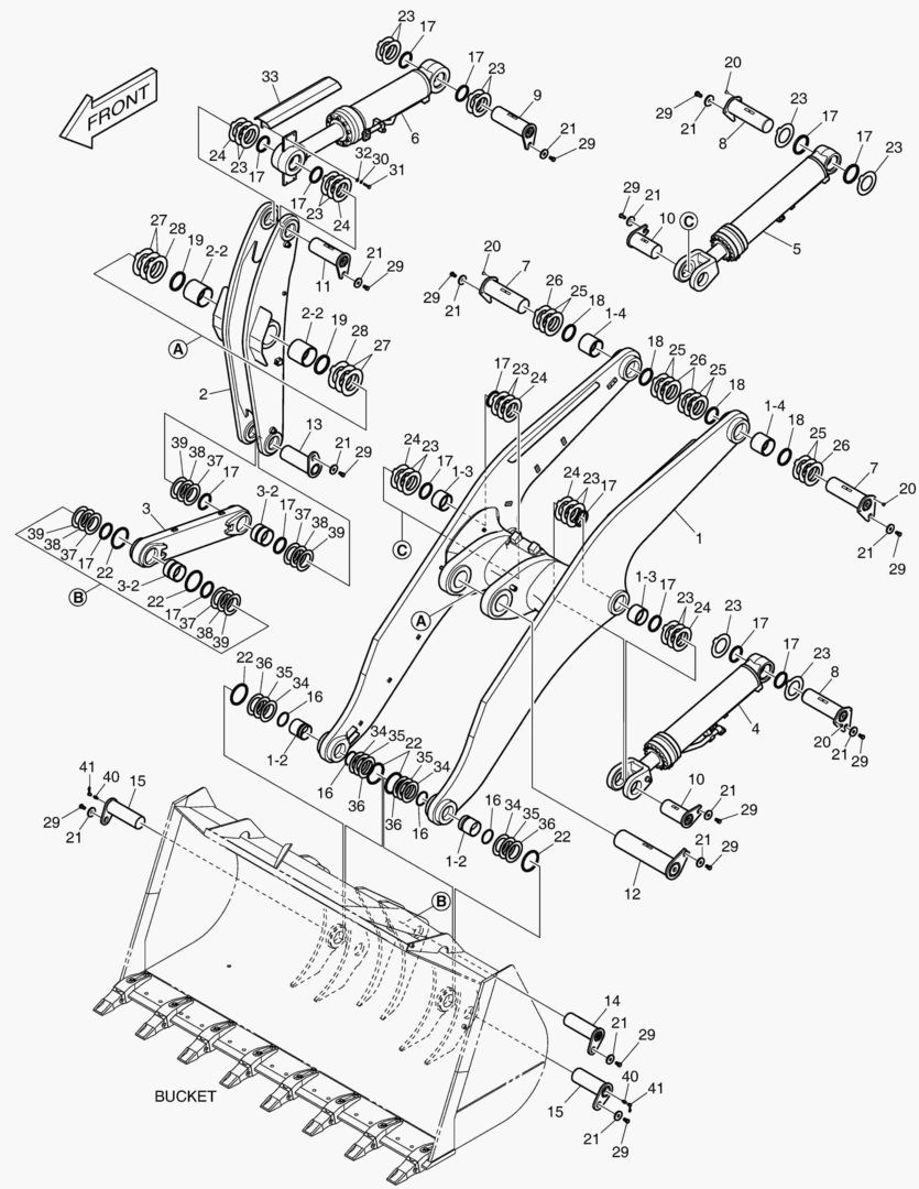 РУКОЯТЬ ПОГРУЗЧИКА В СБОРЕ - ДЛИННАЯ СТРЕЛА