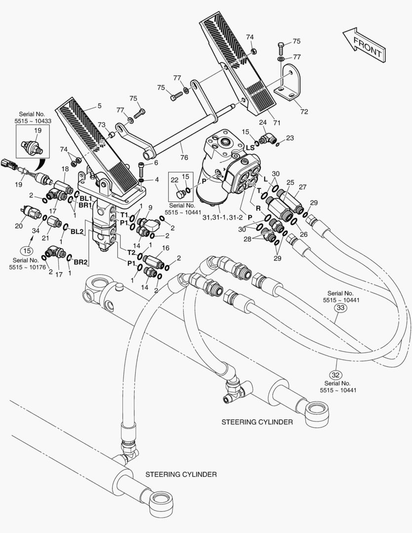 1195 BRAKE PEDAL VALVE & STEER UNIT [5515~]