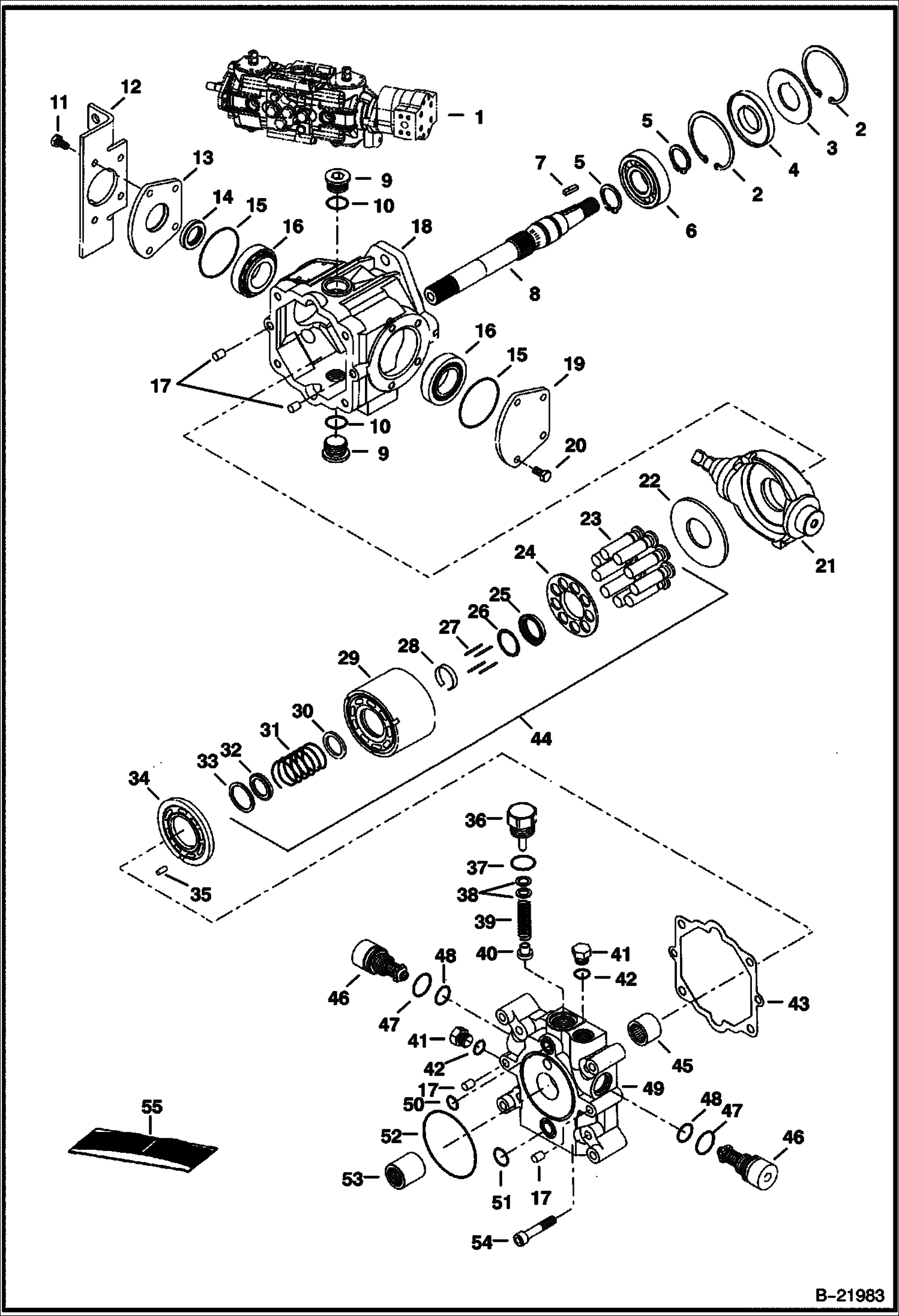 ГИДРОСТАТИЧЕСКИЙ НАСОС (ЛЕВАЯ ПОЛОВИНА)
