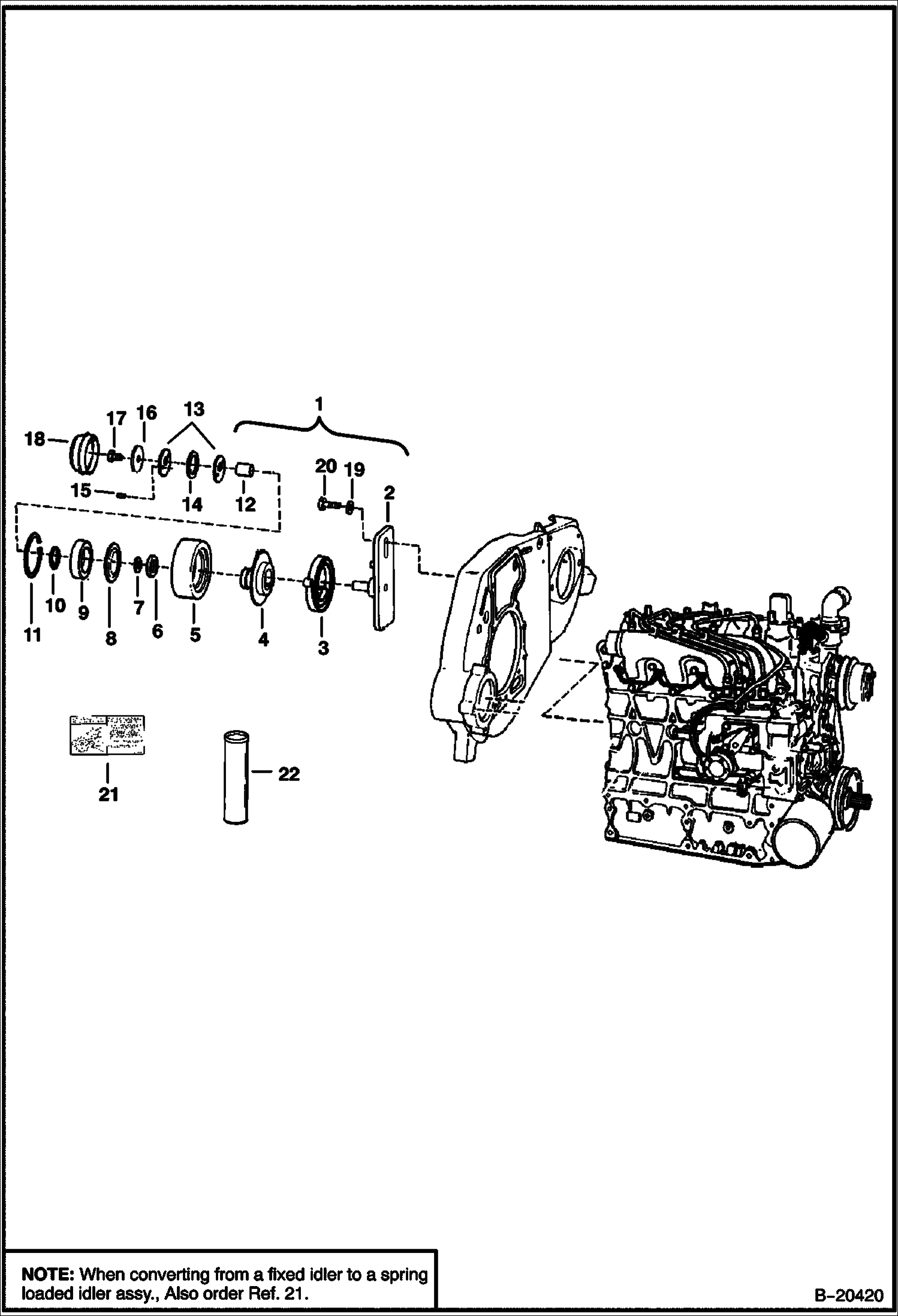 ДВИГАТЕЛЬ И КРЕПЕЖНЫЕ ДЕТАЛИ (ПОДРЕССОРЕННЫЙ ЛЕНИВЕЦ)
