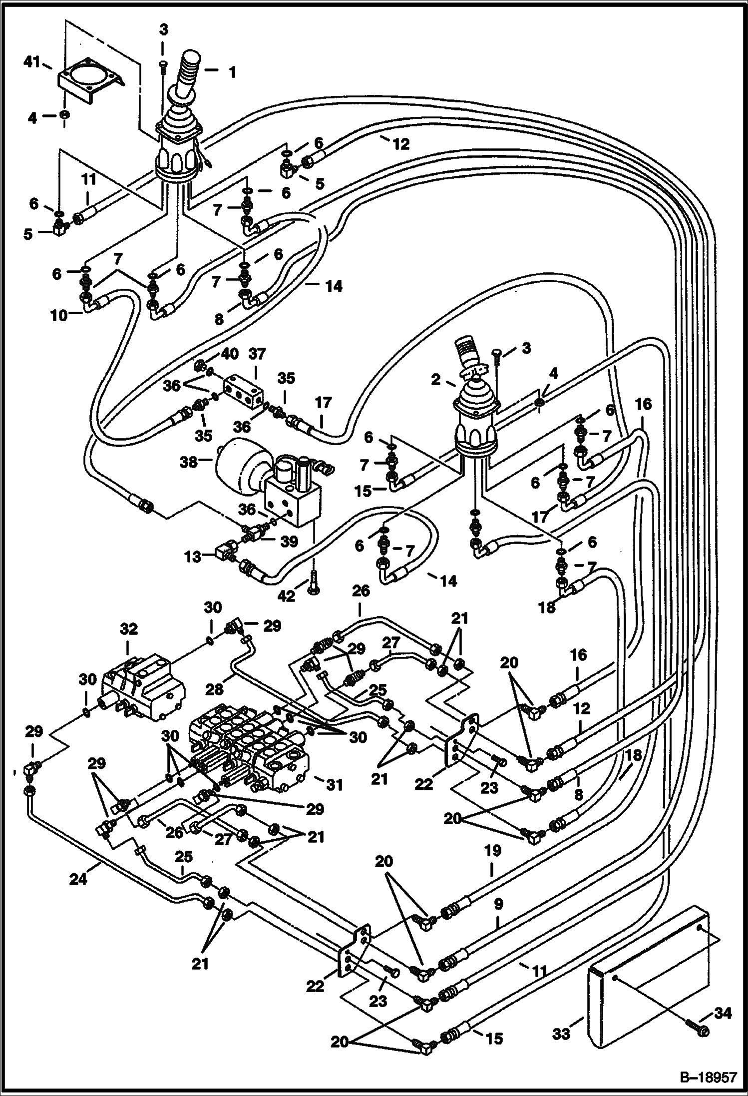 СХЕМА ГИДРАВЛИЧЕСКОЙ СИСТЕМЫ (ДЖОЙСТИК УПРАВЛЕНИЯ) (ISO) (СЕРИЙНЫЙ НОМЕР 511720001 - 511721411)