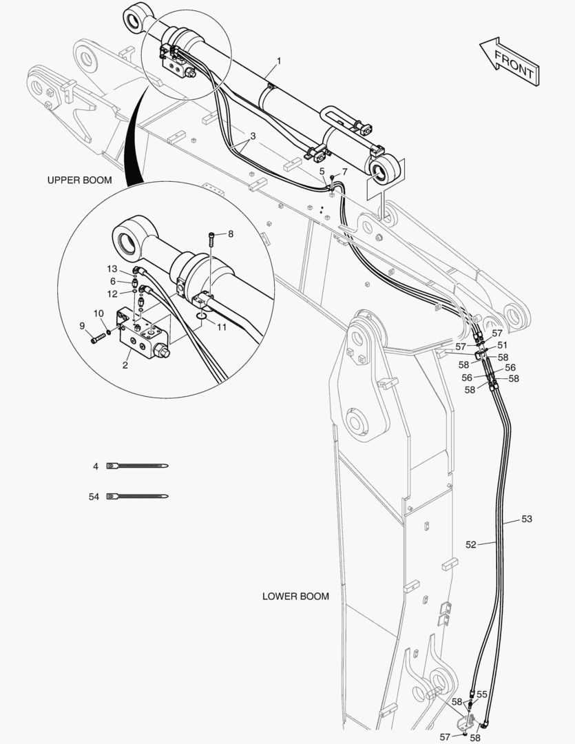 ТРУБОПРОВОД ШАРНИРНОЙ СТРЕЛЫ - ГИДРОЗАМОК(РУКОЯТЬ)