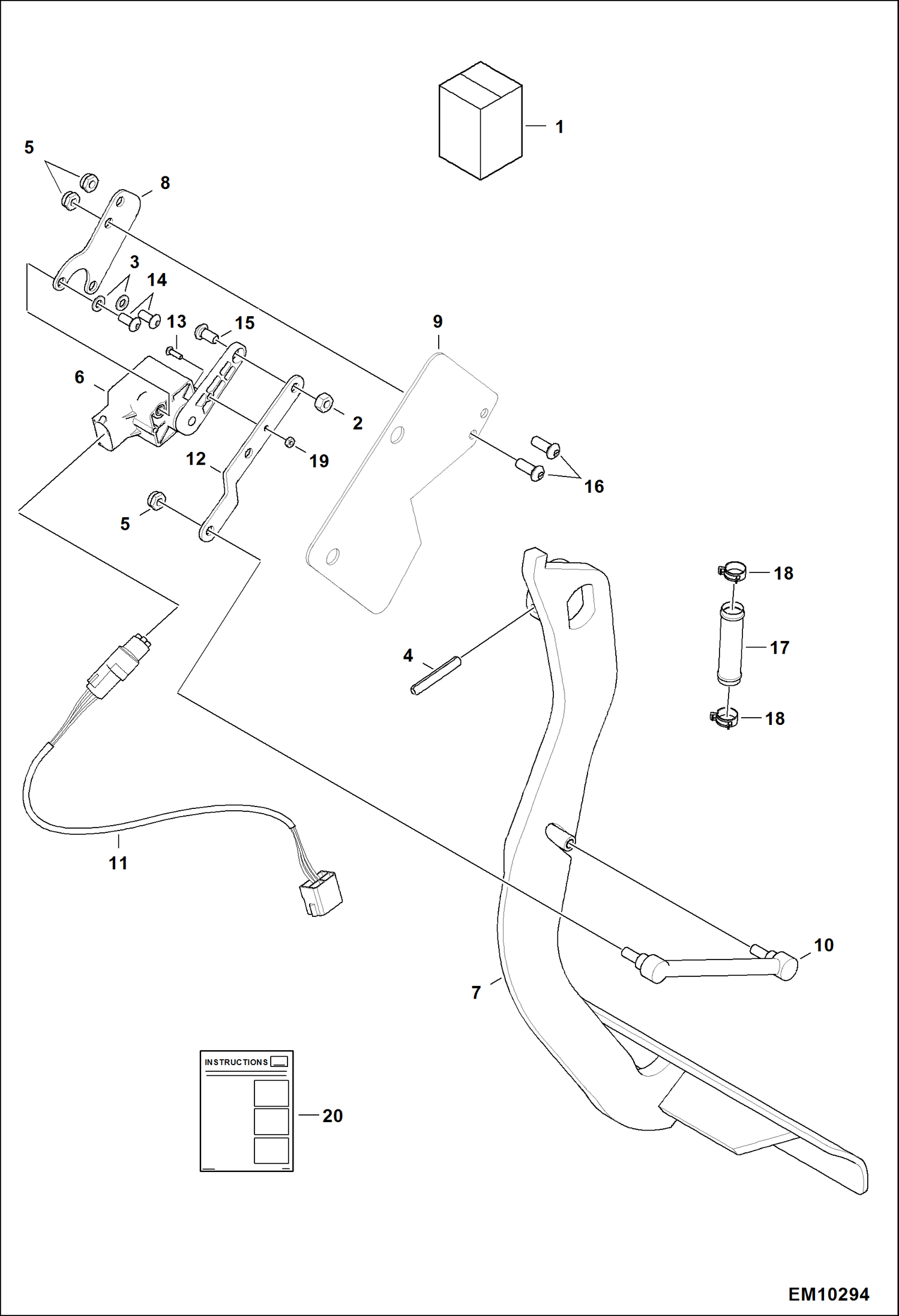 КОМПЛЕКТ ТОЛЧКОВЫХ ПЕДАЛЕЙ (СЕРИЙНЫЙ НОМЕР AC1C13000 - 15074, AC1D13000 И ВЫШЕ)