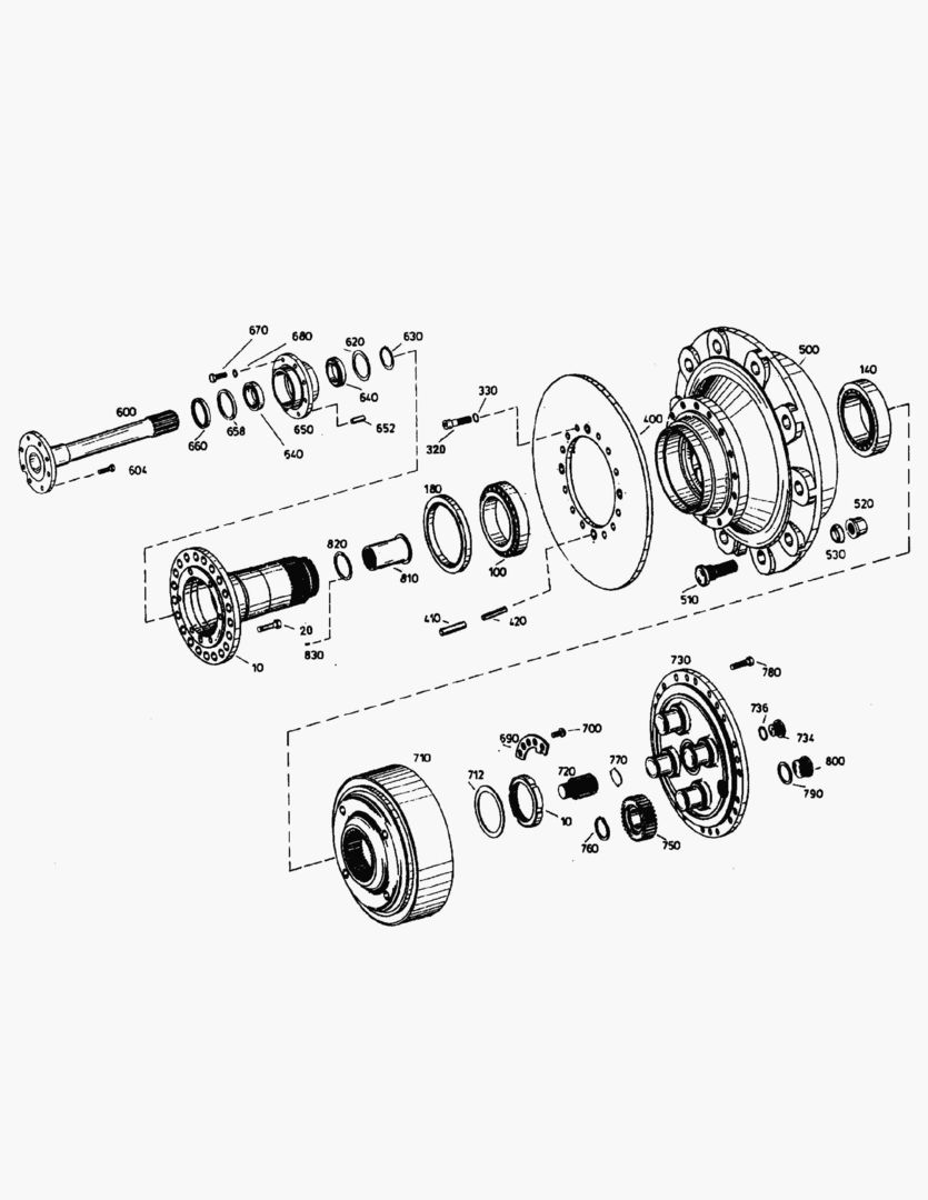 G031-1 HUB; FRONT AXLE