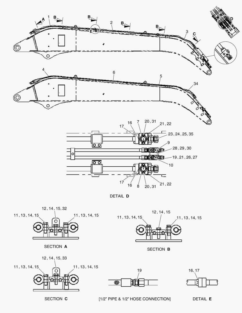 Схема ГИДРОСИСТЕМА РУКОЯТИ