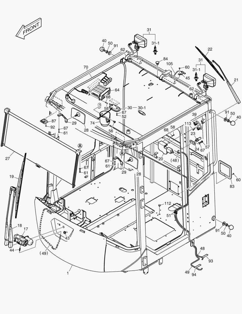КАБИНА(1) - КОРПУС(БЕЗ КРЫШИ)