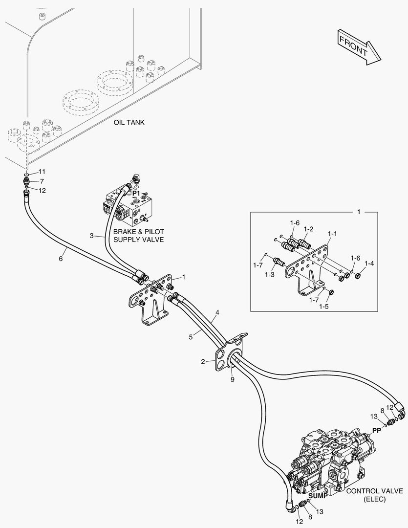 ТРУБОПРОВОД СЕРВОУПРАВЛЕНИЯ - 2 КАТУШКИ(ЭЛЕКТРИКА)