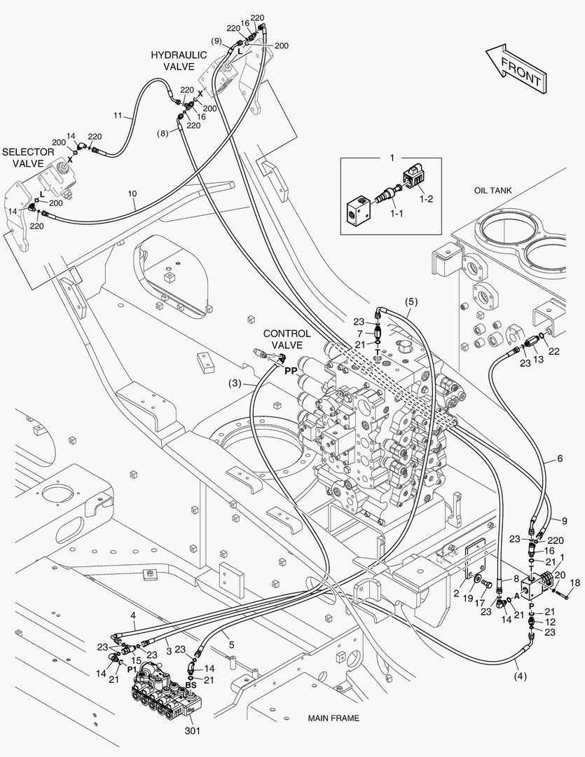 ТРУБОПРОВОД СЕРВОУПРАВЛЕНИЯ - 2 НАСОСА(2 ПУТИ)