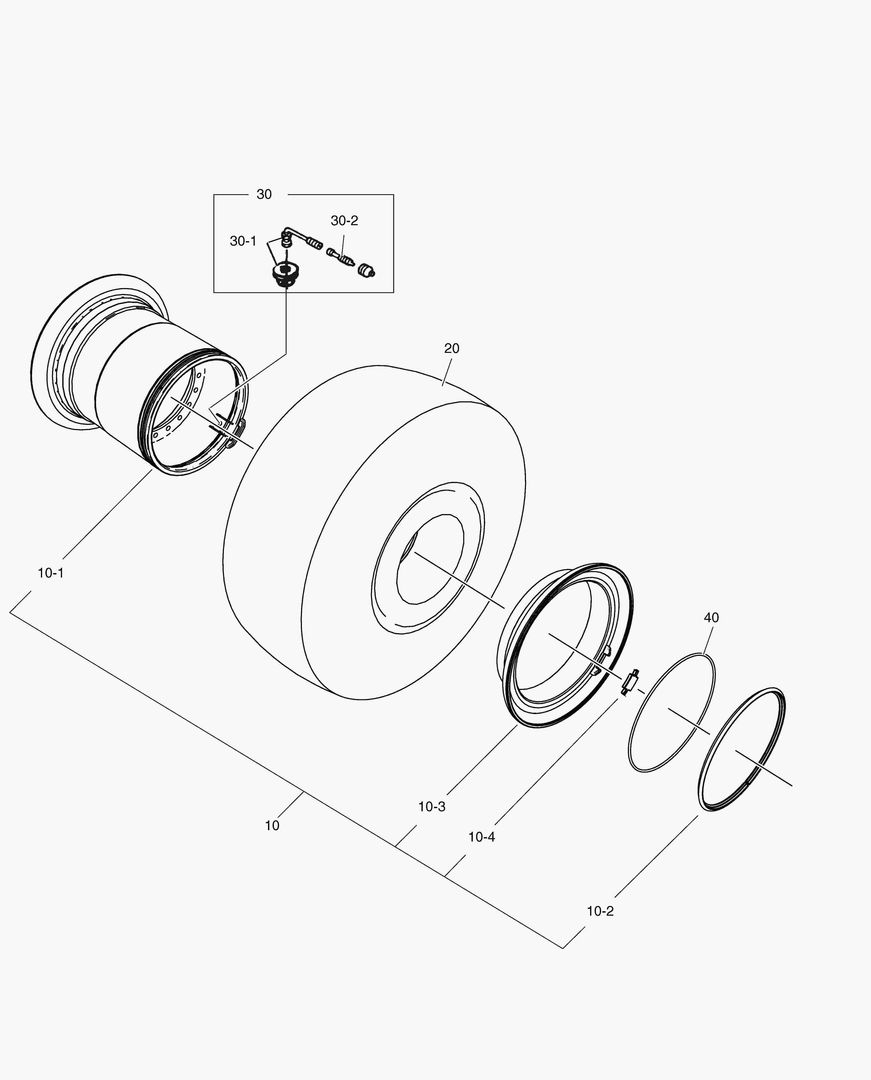 Схема G100-20 TYRES AND RIMS, 3-PIECE RIMS [ 8X1014 ~ ]