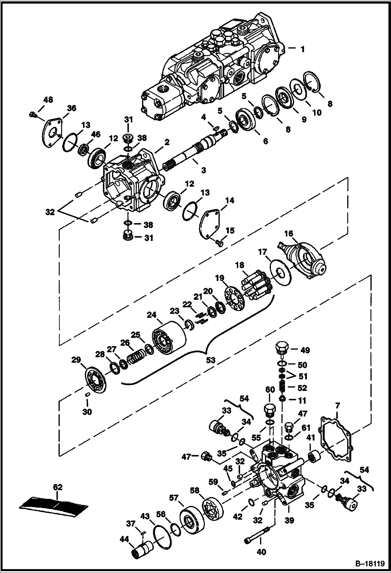 Схема ГИДРОСТАТИЧЕСКИЙ НАСОС (ЛЕВАЯ ПОЛОВИНА)