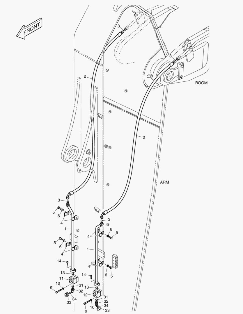 ГИДРОСИСТЕМА РУКОЯТИ - ВРАЩАЮЩИЙСЯ (РУКОЯТЬ 3.98 м)