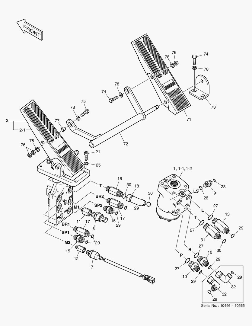 1220 BRAKE PEDAL VALVE & STEER UNIT