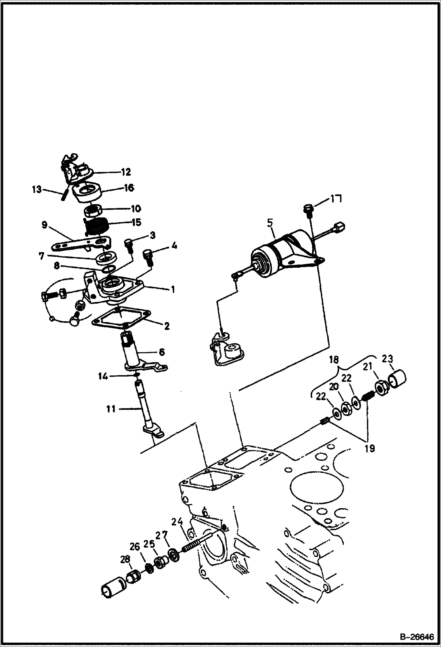 Схема РЕГУЛЯТОР СКОРОСТИ И СТОПОРНАЯ РУКОЯТКА KUBOTA D722