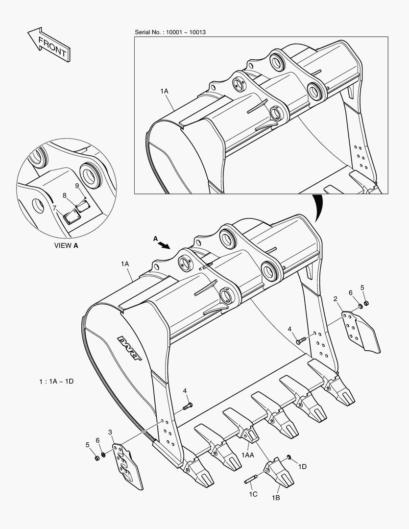 7140 BUCKET - 3.60гЋҐ(88`) - SIDE PIN