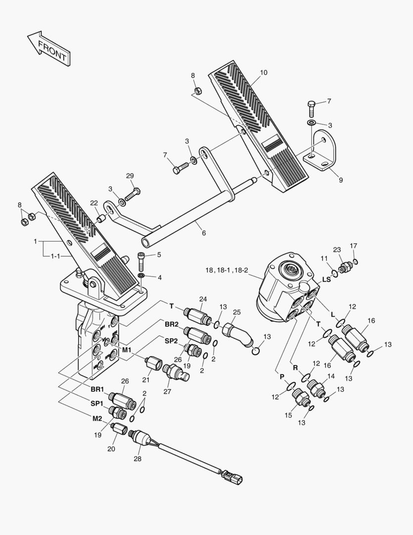 1210 BRAKE PEDAL VALVE & STEER UNIT