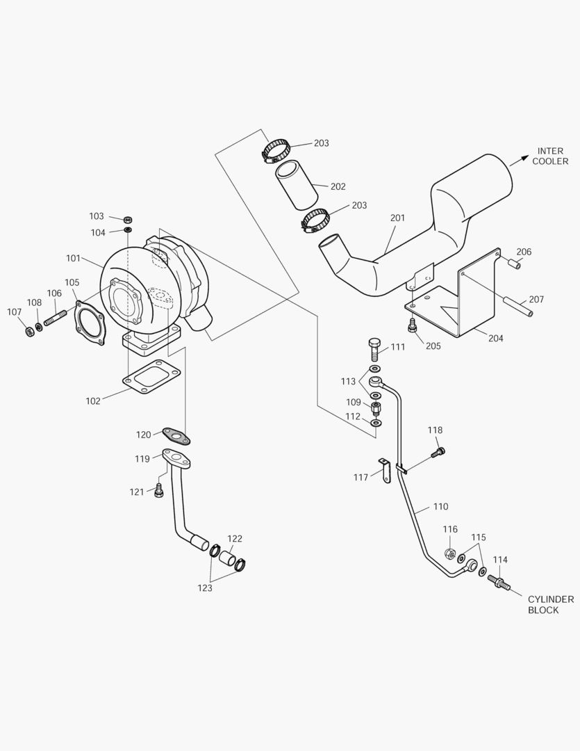 014 TURBO CHARGER & OIL PIPE