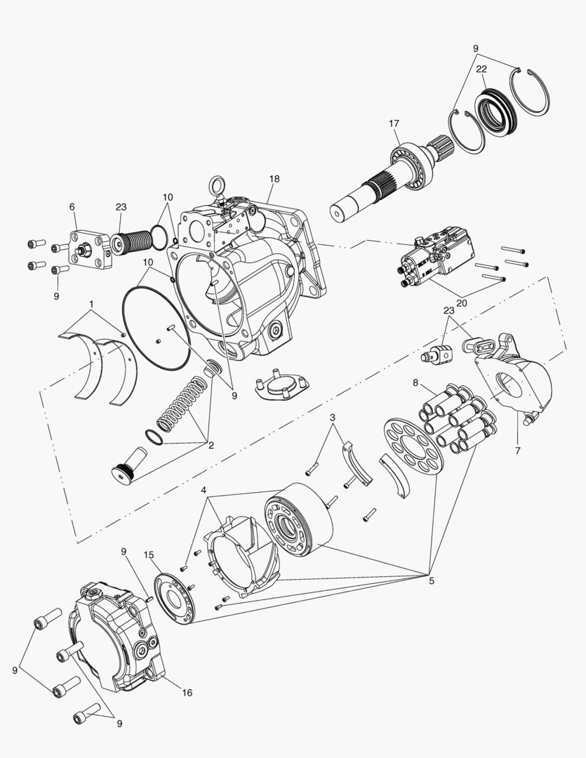 G190-57 MAIN PUMP,EXPLODED [7X0526 ~ ]