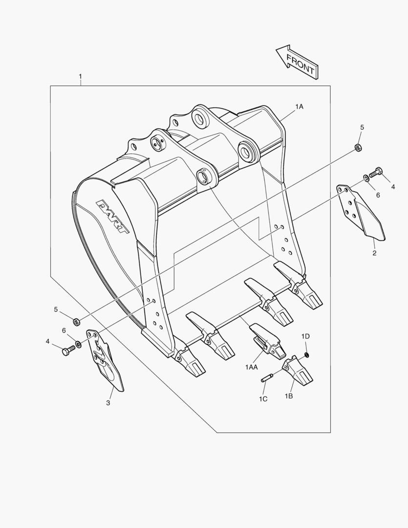 6540 BUCKET ASS`Y - 1.24mВі(54`) - SIDE PIN