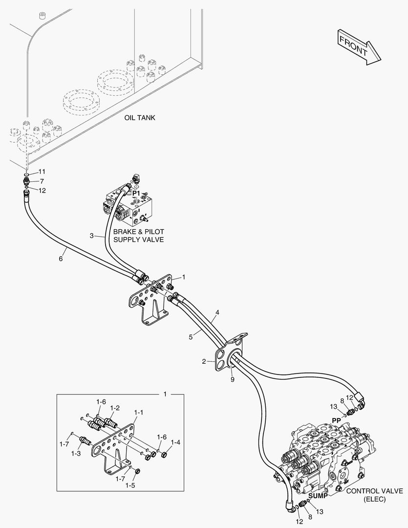 ТРУБОПРОВОД СЕРВОУПРАВЛЕНИЯ - 3 КАТУШКИ(ЭЛЕКТРИКА)