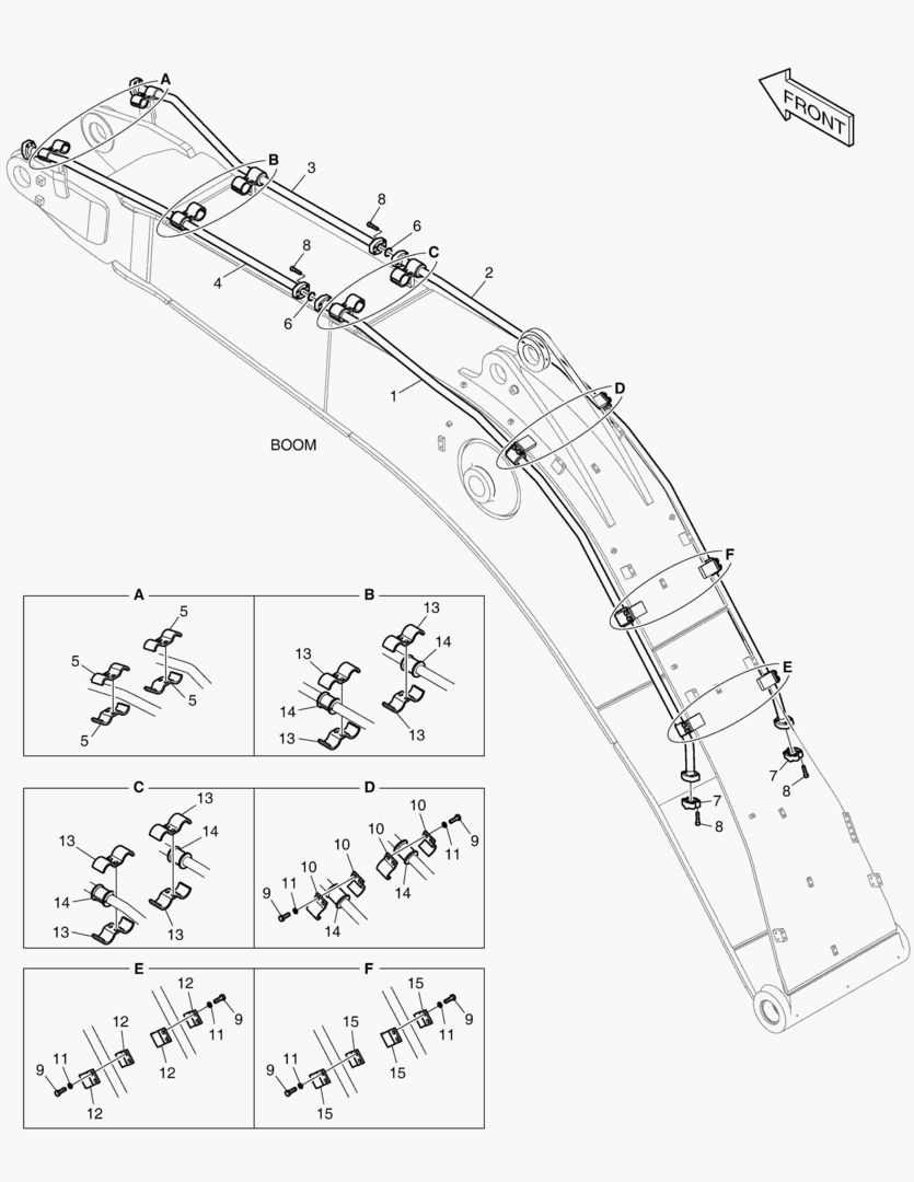 6350 BOOM PIPING - ONE & TWO WAY(BOOM 6.3m)