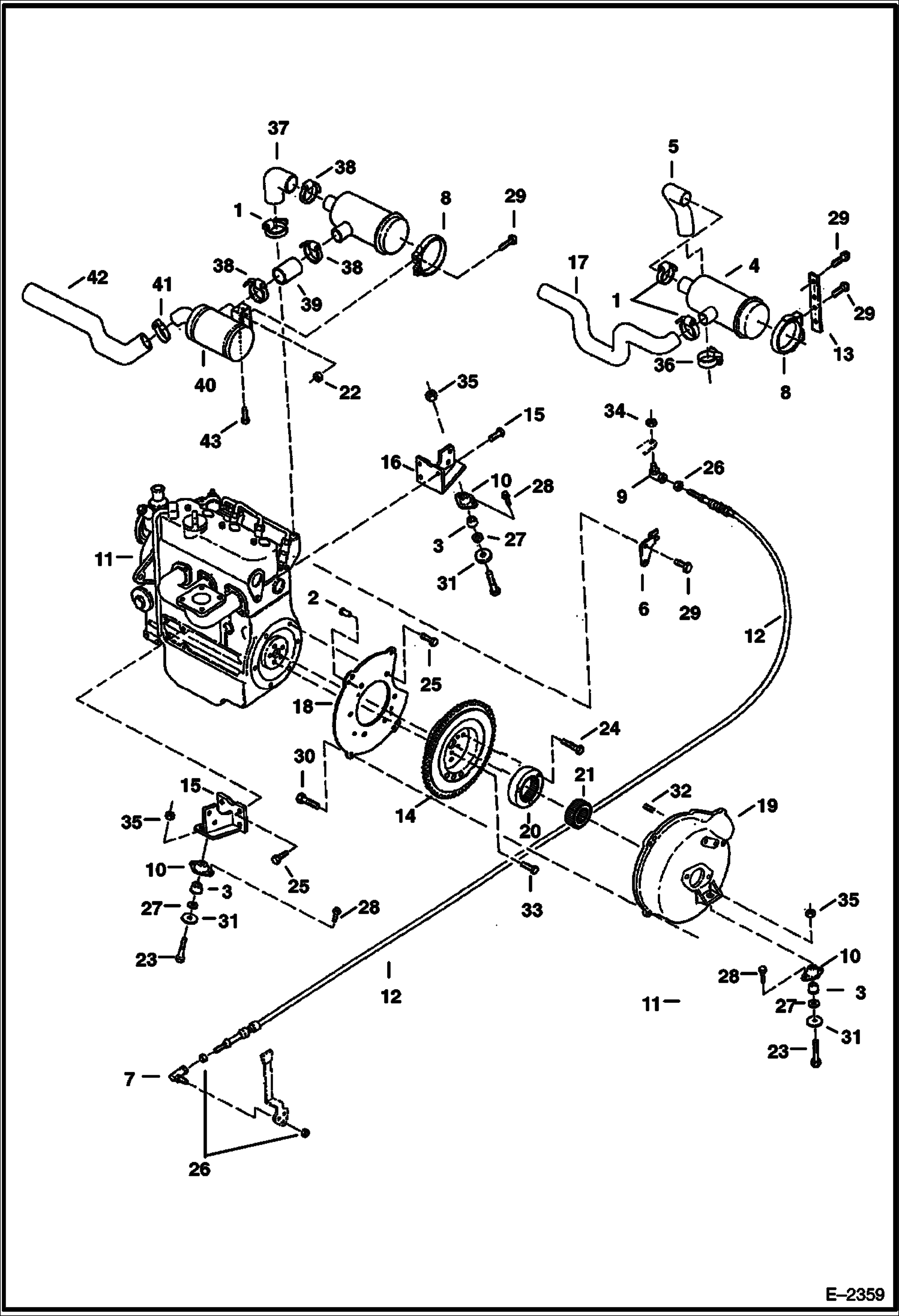 ДВИГАТЕЛЬ И КРЕПЕЖНЫЕ ДЕТАЛИ (ВОЗДУХООЧИСТИТЕЛЬ И КАРТЕР СЦЕПЛЕНИЯ)