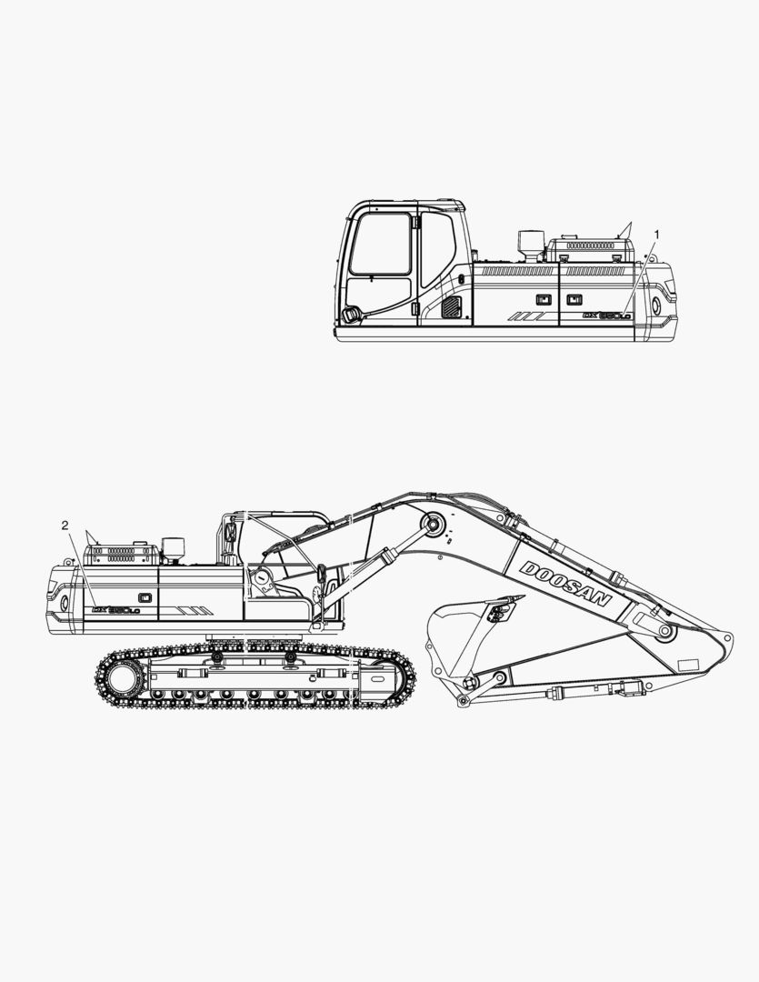 ПРЕДУПРЕЖДАЮЩАЯ ТАБЛИЧКА - НИМЕНОВАНИЕ ТЕХНИКИ(DX350LC)