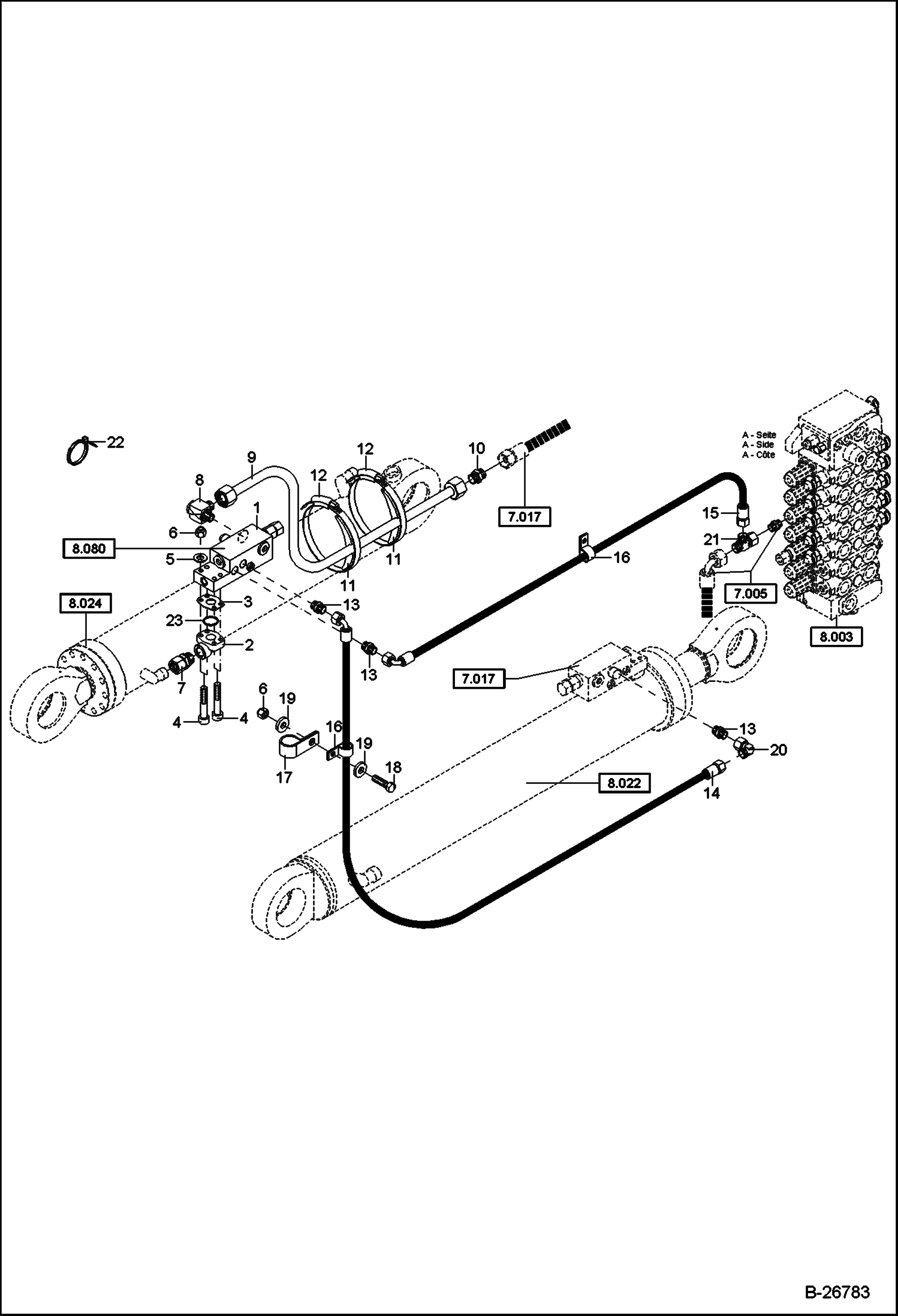 Схема ГИДРОУСТАНОВКА КЛАПАН УДЕРЖАНИЯ НАГРУЗКИ РУКОЯТИ ЧЕРПАКА - КРУГОВАЯ СХЕМА