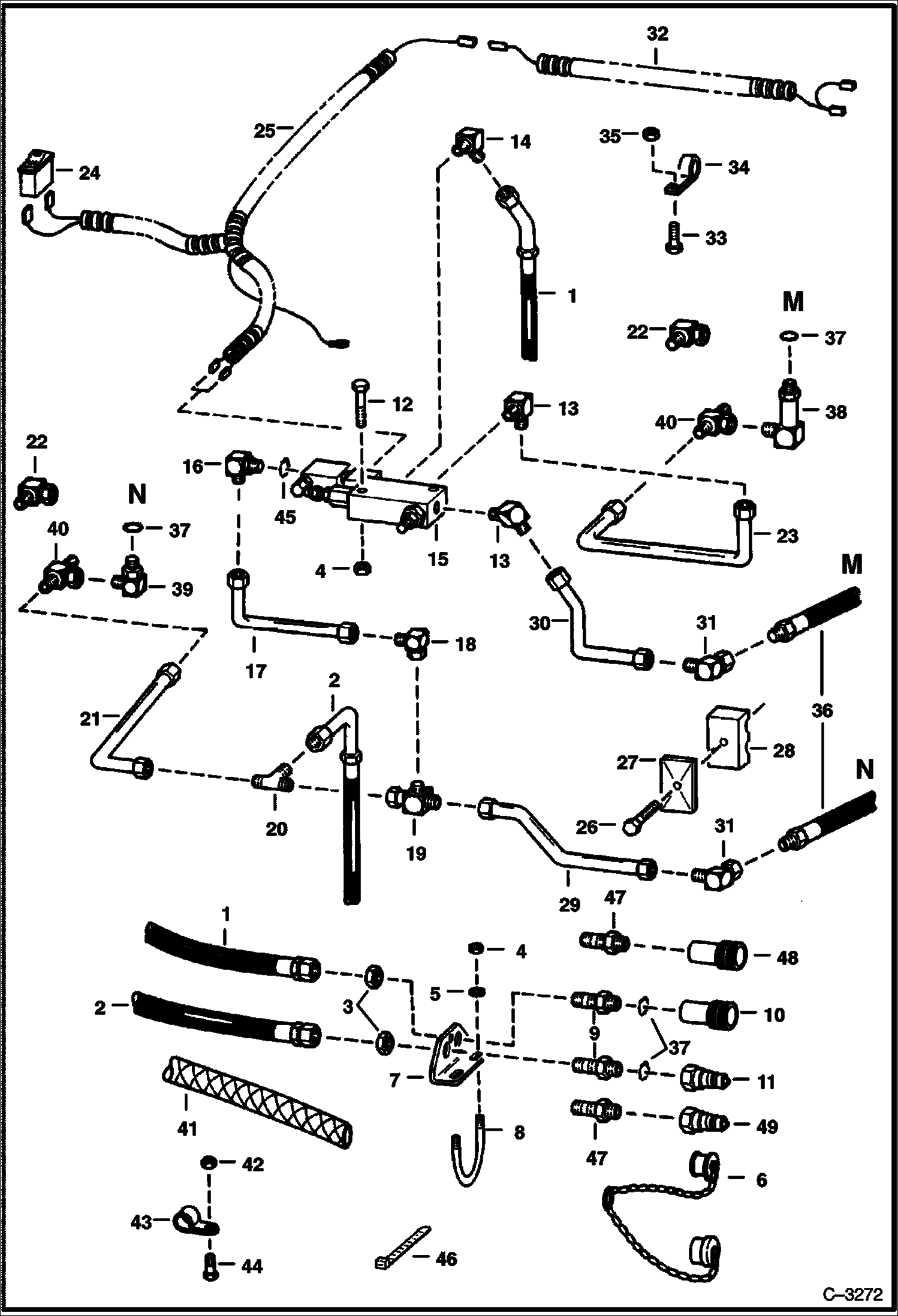 РАСПРЕДЕЛИТЕЛЬ РАСХОДНОГО КЛАПАНА, СХЕМА ГИДРАВЛИЧЕСКОЙ СИСТЕМЫ 730S