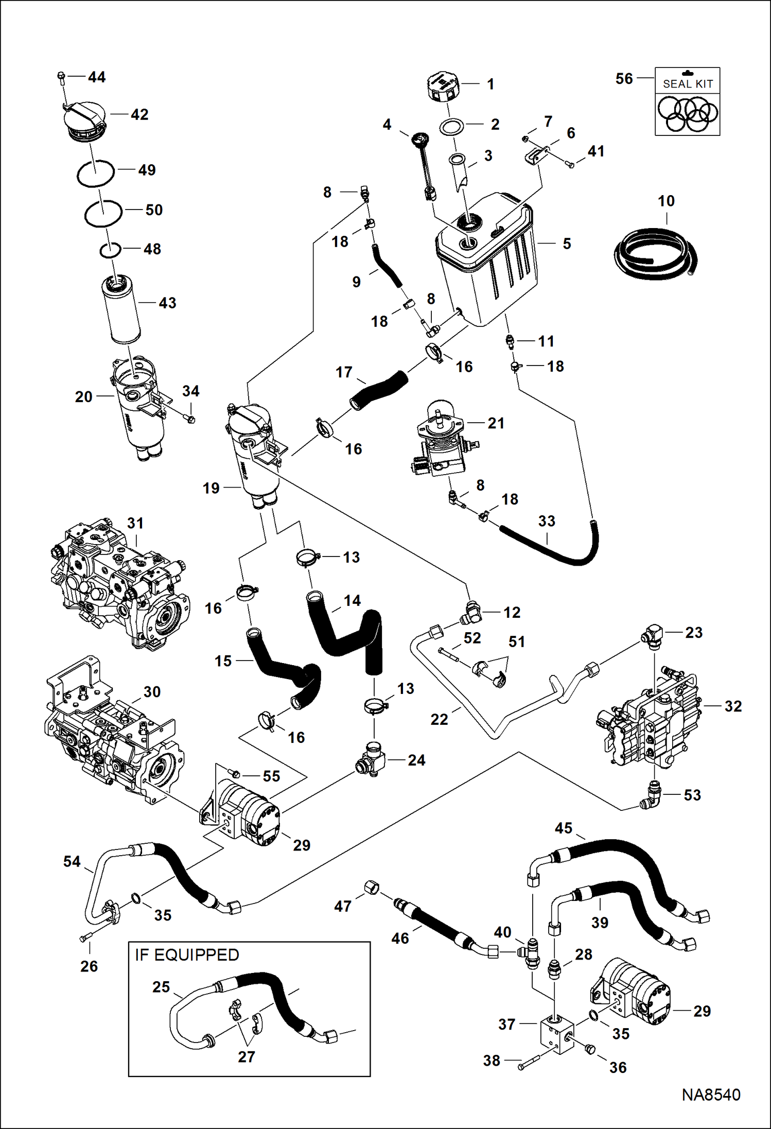 СХЕМА ГИДРОСТАТИЧЕСКОЙ СИСТЕМЫ (БАК И ФИЛЬТР)